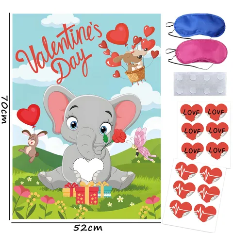 Valentinstag Party Spiele Pin Das Herz Auf Elefanten Poster Set Mit Augenbinden Aufkleber Für Kinder Erwachsene Festliche Party Geschenke