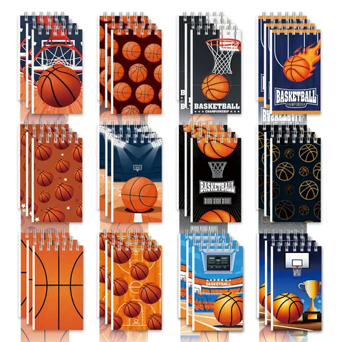 Mini Cuaderno de Espiral con Tema de Baloncesto para Niños Estudiantes Bloc de Notas de Bolsillo para Regalos de Fiesta Deportiva Papelería Escolar