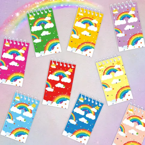 Mini Bloc de Notas en Espiral con Tema de Arcoíris Multicolor Estudiante Portátil Diario de Bolsillo Papelería