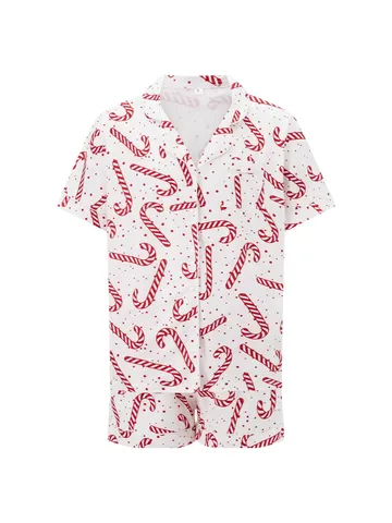 Weihnachten Familien Pyjama Matching Set Bedruckt Revers Kurzarm Top Und Bottom Nachtwäsche Für Damen Herren Kinder Holiday PJs