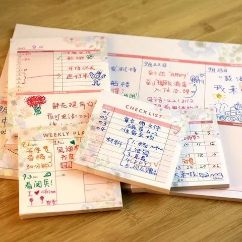 Creative Desktop Daily Weekly Monthly Planner Notepad Minimalist Floral Office School Writing Notebook