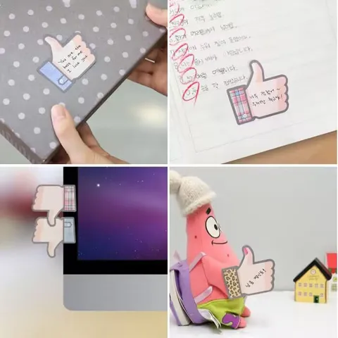 Notas Adhesivas de Pulgar Creativas Bloc de Notas Bonito Papelería de Oficina Diseño de Dibujos Animados Cuadros y Leopardo Bloc de Papel