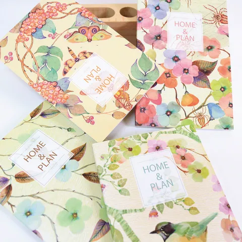 Creative Watercolor Floral Bird Accounting Notebook Household Financial Ledger Daily Planner Journal Book Office Supplies
