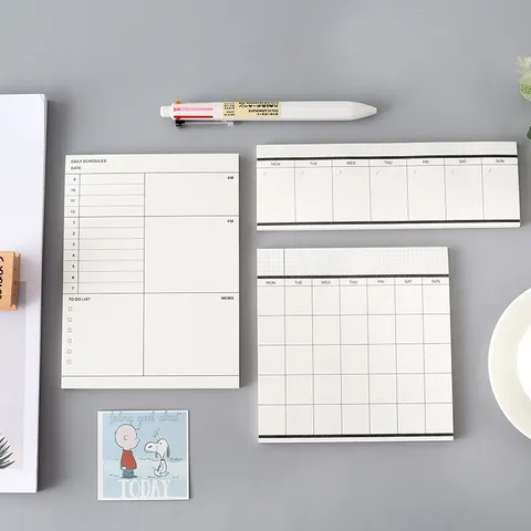 Bloc de Notas Adhesivas Minimalista para Planificador de Negocios Lista de Tareas Diarias Bloc de Notas Mensual Semanal Cuaderno de Papel