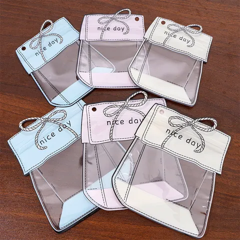 Süße Cartoon Schleife Bedruckte Transparente Druckverschlussbeutel Für Schmuckverpackung DIY Handwerk Material Selbstklebende Lagertaschen