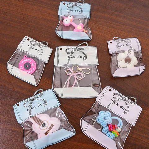 Süße Cartoon Schleife Bedruckte Transparente Druckverschlussbeutel Für Schmuckverpackung DIY Handwerk Material Selbstklebende Lagertaschen