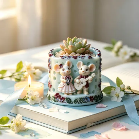 Cartoon Käse Paar Mäuse Silikonform Für Mini Blumentopf Stifthalter DIY Aromatherapie Tasse Harz Handwerk Dekor Werkzeug