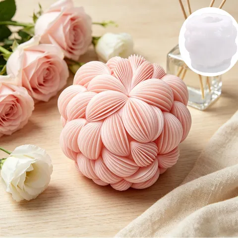 Modern Minimalist Silicone Cake Mold Three-Dimensional Flower Ball Design DIY Handmade Aromatherapy Candle Resin Decorative Craft Mold