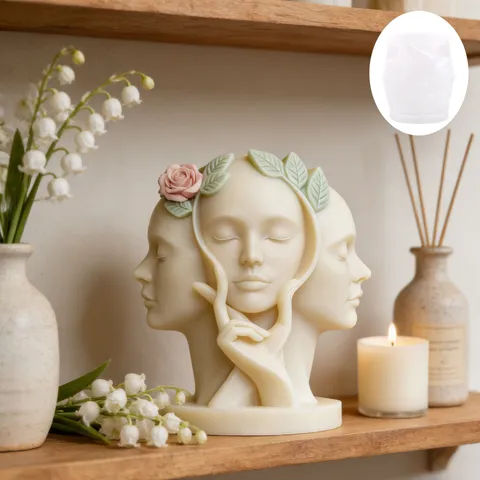 Geometric Faceted Goddess Portrait Silicone Mold Creative Female Avatar Sculpture Candle Resin Epoxy Plaster Casting Craft Tool