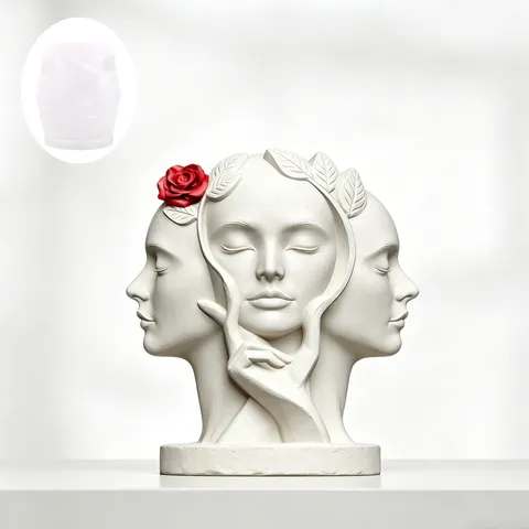 Geometric Faceted Goddess Portrait Silicone Mold Creative Female Avatar Sculpture Candle Resin Epoxy Plaster Casting Craft Tool