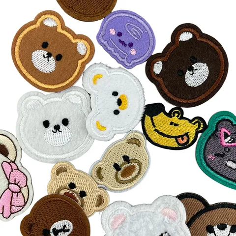 Cute Cartoon Bear Embroidered Patches Animal Sew On Iron On Appliques Badges For Kids Clothing Jackets Hats DIY
