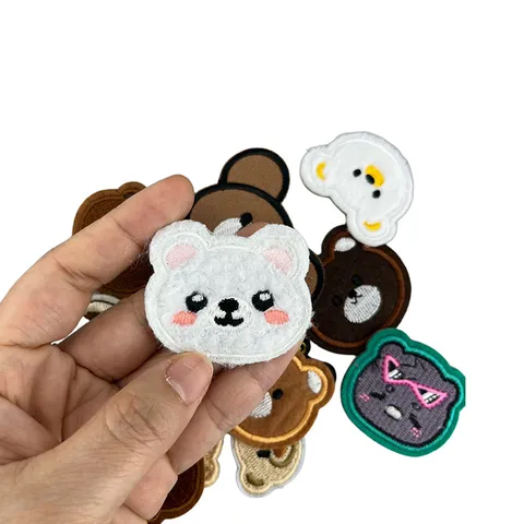 Cute Cartoon Bear Embroidered Patches Animal Sew On Iron On Appliques Badges For Kids Clothing Jackets Hats DIY