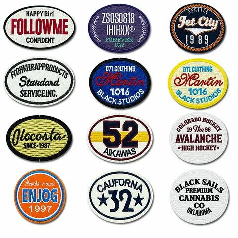 Parche Bordado Estilo Colegial Retro Letras Números Insignia Termoadhesivo Para Coser DIY Prenda Costura Accesorios Aplicación