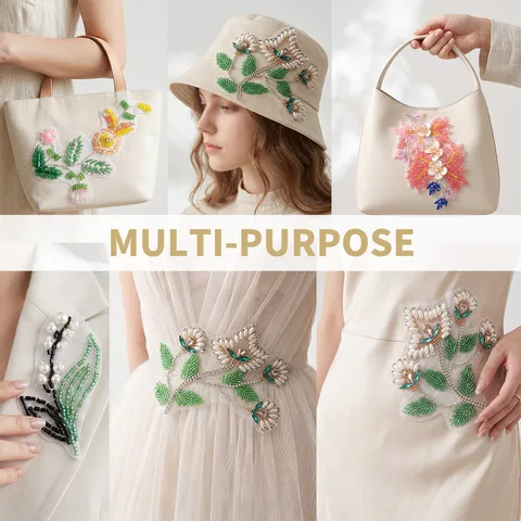 Handgemaakte 3D Gekraalde Bloemen Flicken DIY Strass Applicatie Voor Kleding Tas Jas Naaien Accessoire Voor Vrouwen