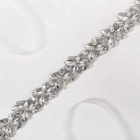 Fashion Women Rhinestone Waist Belt Elegant Satin Ribbon Bridal Belt Shiny Crystal Dress Accessories For Wedding Party
