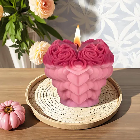 Heart Rose Flower Silicone Mold For Candle Making Wax Diffuser Stone Handmade Wedding Favor DIY Craft Modern Home Decor