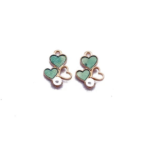 DIY Alloy Heart Pendants Artificial Pearl Oil Drop Charms For Earring Necklace Jewelry Making Accessories Craft Findings