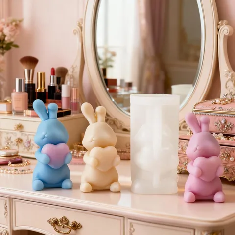 Silikon Hase Kerzenform Blume Rose Herz Bunny Handgemachte Seife Handwerk Werkzeug Flexible Backform Für Harz Aromatherapie DIY