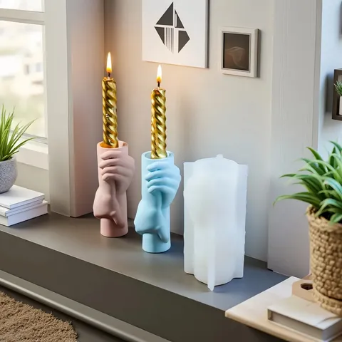 Händchenhaltend Blumenvase Silikonform Reliefmuster Hände Design Für DIY Aromatherapie Gips Ornament Kerze Machen Kreative Heimtextilien Vase Bastelform