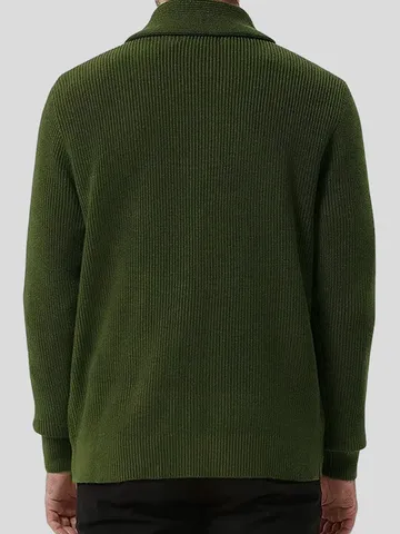 Cardigan Suéter de Acrílico Casual para Hombre Solapa Manga Larga Invierno Color Sólido Prendas de Punto Ropa Exterior con Bolsillos