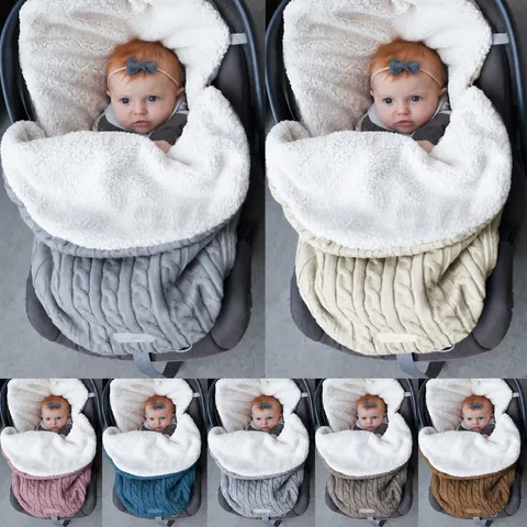 Neugeborenes Baby Winter Verdickt Zopfmuster Schlafsack Ärmellos Warm Kleinkind Kinderwagen Fußsack Kleinkind Schlafsack
