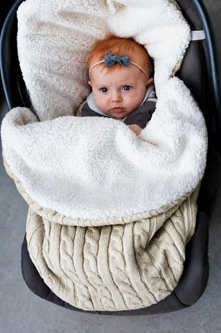 Neugeborenes Baby Winter Verdickt Zopfmuster Schlafsack Ärmellos Warm Kleinkind Kinderwagen Fußsack Kleinkind Schlafsack