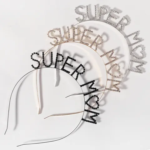 Muttertag Super Mom Strass Stirnband Für Damen Legierung Alphabet Haarband Funkelnder Party Kopfschmuck Elegantes Geschenk Zubehör