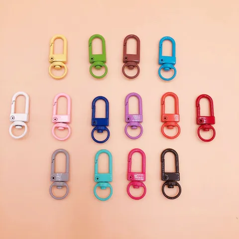 Zinklegering Sleutelhanger Karabijnhaak met Metaal Baklak Gekleurde Hondenclip Tas Hanger DIY Hardware Accessoires