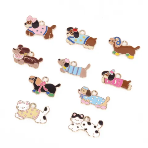 Koreaanse Mode Schattige Puppy En Kat Legering Druppelolie Hanger DIY Armband Ketting Sieraden Maken Bedels Accessoires