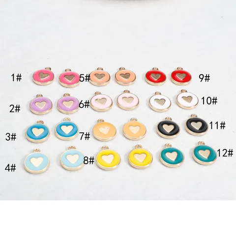 DIY Legering Geëmailleerd Dubbelzijdig Hart Hanger Voor Ketting Armband Sleutelhanger Sieraden Maken Accessoires Knutselbenodigdheden
