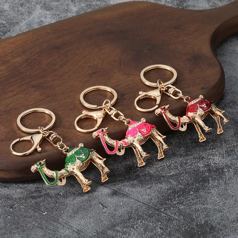 Creative Silk Road Camel Keychain Colorful Enamel Rhinestone Zinc Alloy Car Keyring Bag Pendant Jewelry Gift For Men Women