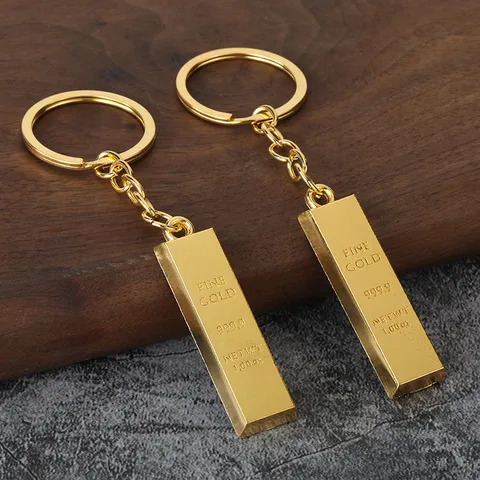 Creative Simulation Gold Bar Keychain Metal Gold Brick Pendant Car Key Chain Minimalist Zinc Alloy Key Ring Gift
