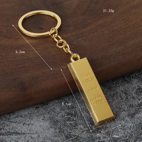 Creative Simulation Gold Bar Keychain Metal Gold Brick Pendant Car Key Chain Minimalist Zinc Alloy Key Ring Gift