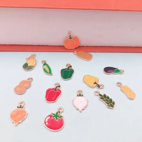 Leuke Herfst Groente Fruit Legering Oliedruppel DIY Bedels Hangers Voor Armband Ketting Sleutelhanger Sieraden Maken Accessoires