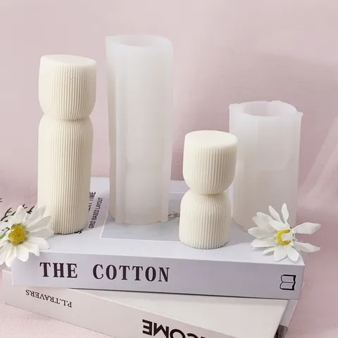 Geometric Pillar Silicone Candle Mold Creative Column Stripe Mold For DIY Handmade Aromatherapy Candle Home Decor