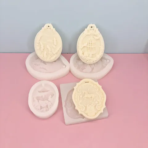 Birdcage Lavender Carousel Silicone Mold DIY Hanging Tag Aromatherapy Plaster Resin Fondant Cake Decorating Tools