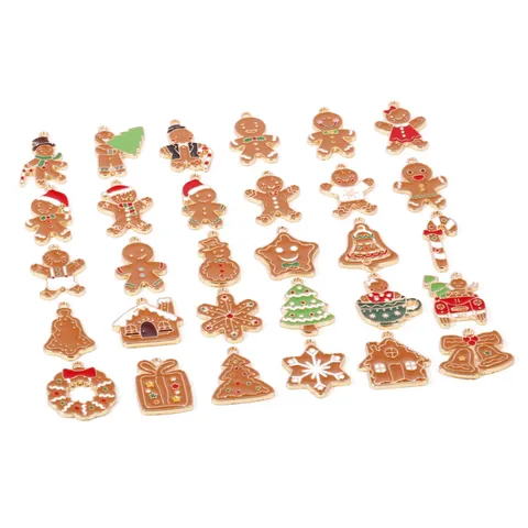 Kerstmis Peperkoekman Geëmailleerde Legering Hangers Leuke Boom Bel Sneeuwvlok Bedels Voor DIY Ketting Sleutelhanger Sieraden Maken