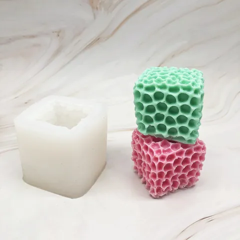 Square Honeycomb Cube Silicone Mold For Candle Aromatherapy Plaster Mousse Cake Baking Mold DIY Handmade Soap Mold