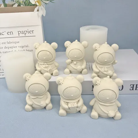 Fruit Series Backpack Bear Silicone Mold For DIY Handmade Aromatherapy Plaster Epoxy Resin Ornament Cute Bear Crafting Mold