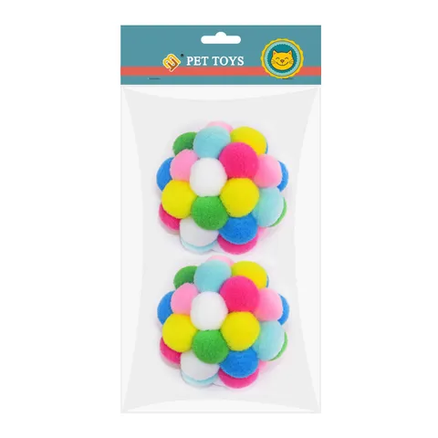 Jouet pour Chat en Peluche Colorée Avec Cloche Jouet Interactif Elastique pour Animal de Compagnie Jouet Pompon Moelleux pour Chat Jouet pour Chatons Fournitures pour Animaux