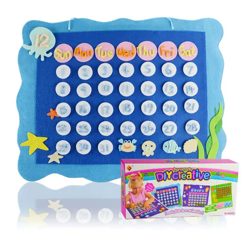 Enfants DIY Calendrier Feutre Kit d'Artisanat Éducatif Cartoon Puzzle Jouet d'Apprentissage Fait Main Cadeau d'Activité Interactive