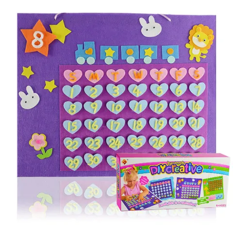 Enfants DIY Calendrier Feutre Kit d'Artisanat Éducatif Cartoon Puzzle Jouet d'Apprentissage Fait Main Cadeau d'Activité Interactive