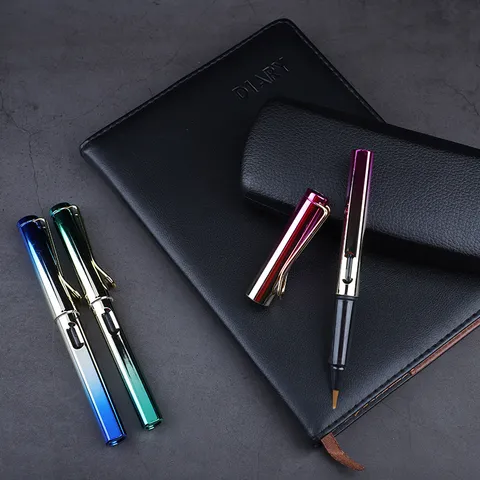 Stylo Plume Calligraphie Plume Souple Rechargeable Sac d'Encre Corps en Plastique Résine Papeterie de Bureau