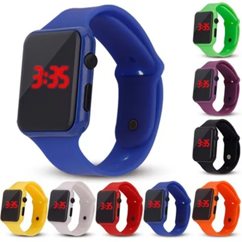Trendige Sport Digitaluhr Für Herren Damen Quadratische LED Spiegel Elektronische Uhr Silikonarmband Schüleruhr Lässige Armbanduhr