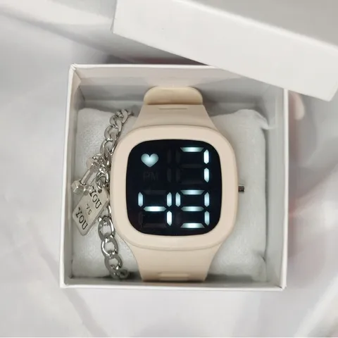 Fashion Square LED Digital Watch With Chain Bracelet Set Silicone Strap Luminous Sports Electronic Wristwatch Gift For Students Unisex