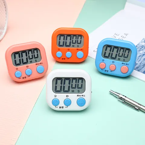 Digital Kitchen Timer Big Screen Stopwatch Countdown Electronic Timer For Baking Cooking Student Study Multiple Colors ABS Plastic Portable Magnet Stand Back