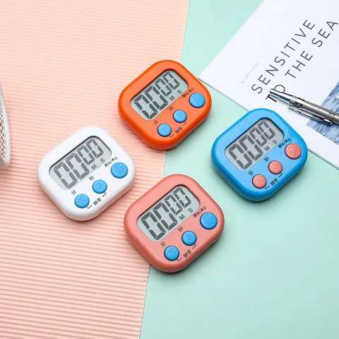 Digital Kitchen Timer Big Screen Stopwatch Countdown Electronic Timer For Baking Cooking Student Study Multiple Colors ABS Plastic Portable Magnet Stand Back