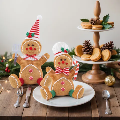 Christmas Gingerbread Man Plush Doll Ornament Festive Cookie Man Figurine For Home Christmas Decoration Desktop Decor Xmas Gift