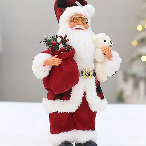 Traditional Standing Santa Claus Ornament Festive Desktop Decoration Home Window Display Holiday Party Gift Santa Claus Figure Red Gold Silver Colors Traditional Xmas Decor