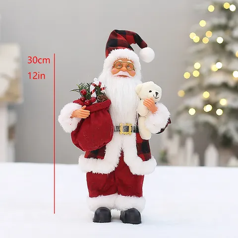 Traditional Standing Santa Claus Ornament Festive Desktop Decoration Home Window Display Holiday Party Gift Santa Claus Figure Red Gold Silver Colors Traditional Xmas Decor